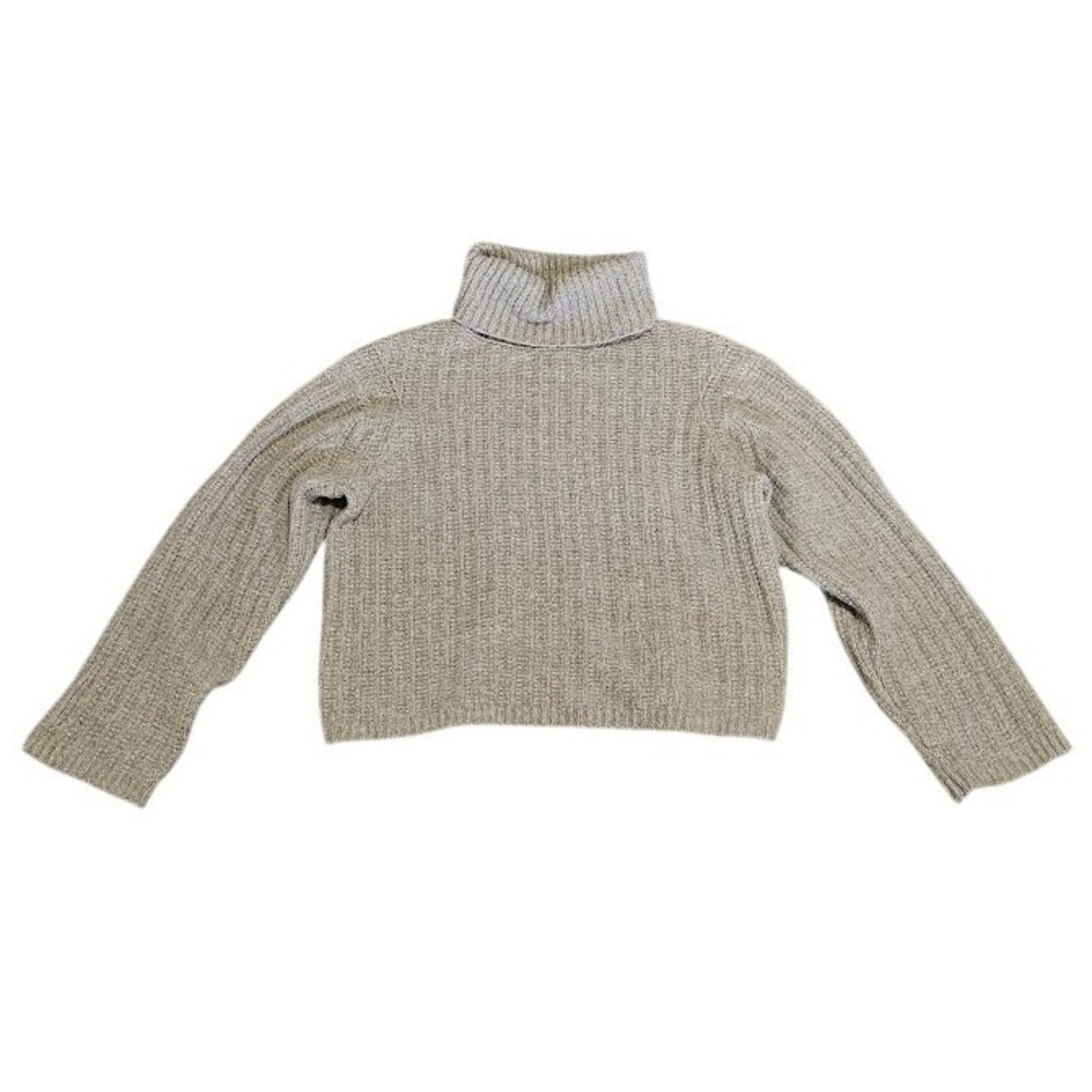 Universal Thread Ribbed Turtleneck Sweater Women Small Beige Cropped Knit